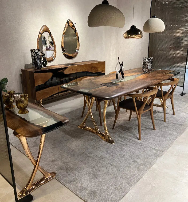 Osso Sculptural Walnut & Epoxy Dining Table