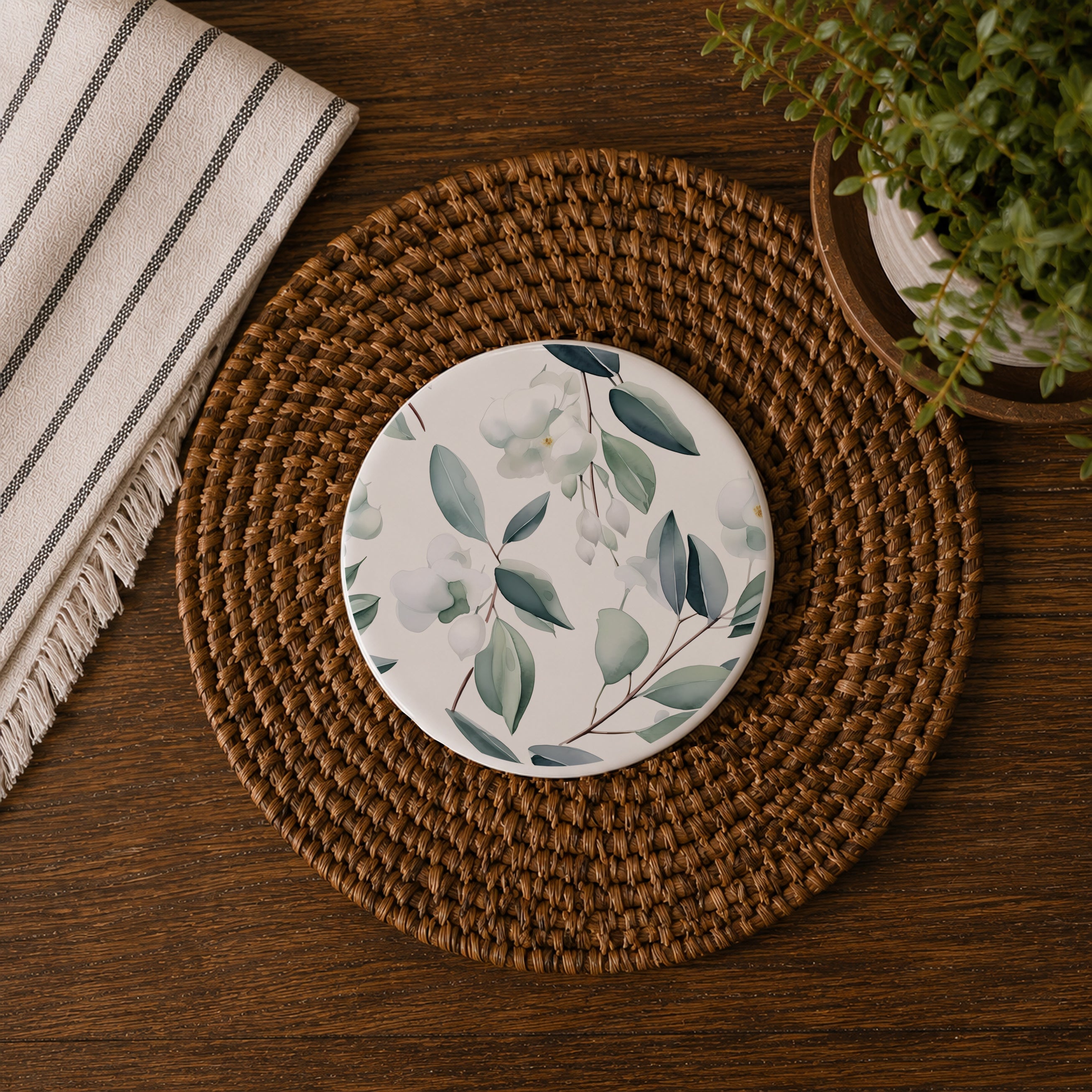 Eucalyptus Botanical Ceramic Coasters