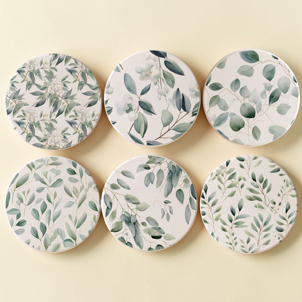 Eucalyptus Botanical Ceramic Coasters