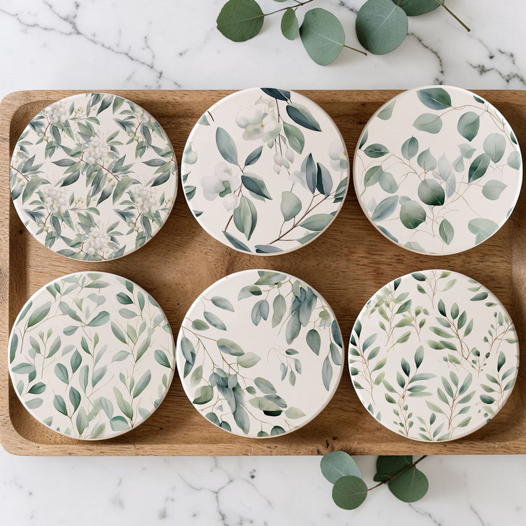 Eucalyptus Botanical Ceramic Coasters