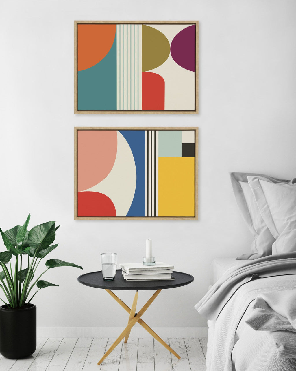 Sylvie Mid Century Modern Patterns Framed Canvas Set by Rachel Lee of My Dream Wall