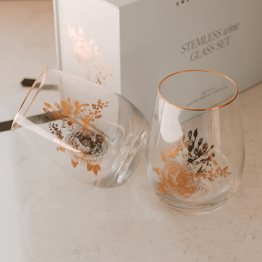 Delft Stemless Wine Glass Box Set