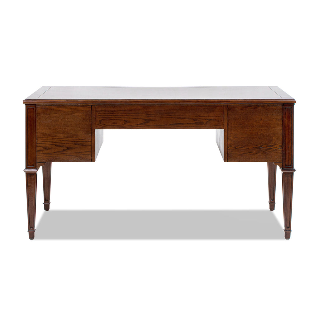 Dauphin Five-Drawer Executive Desk — Dark Walnut & Gold