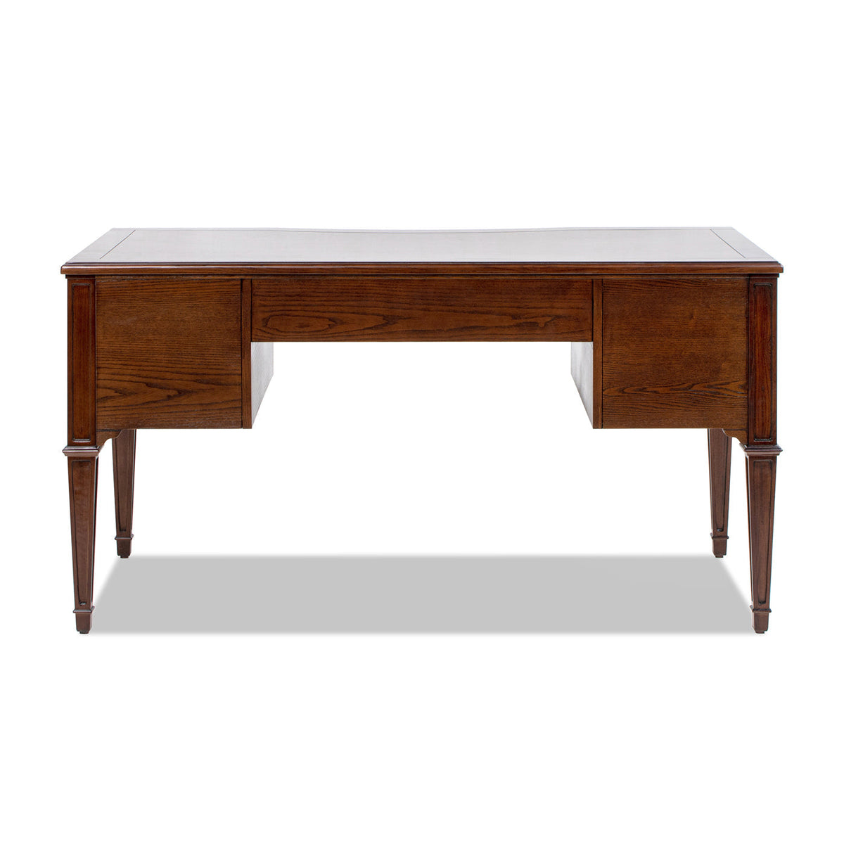 Dauphin Five-Drawer Executive Desk — Dark Walnut & Gold