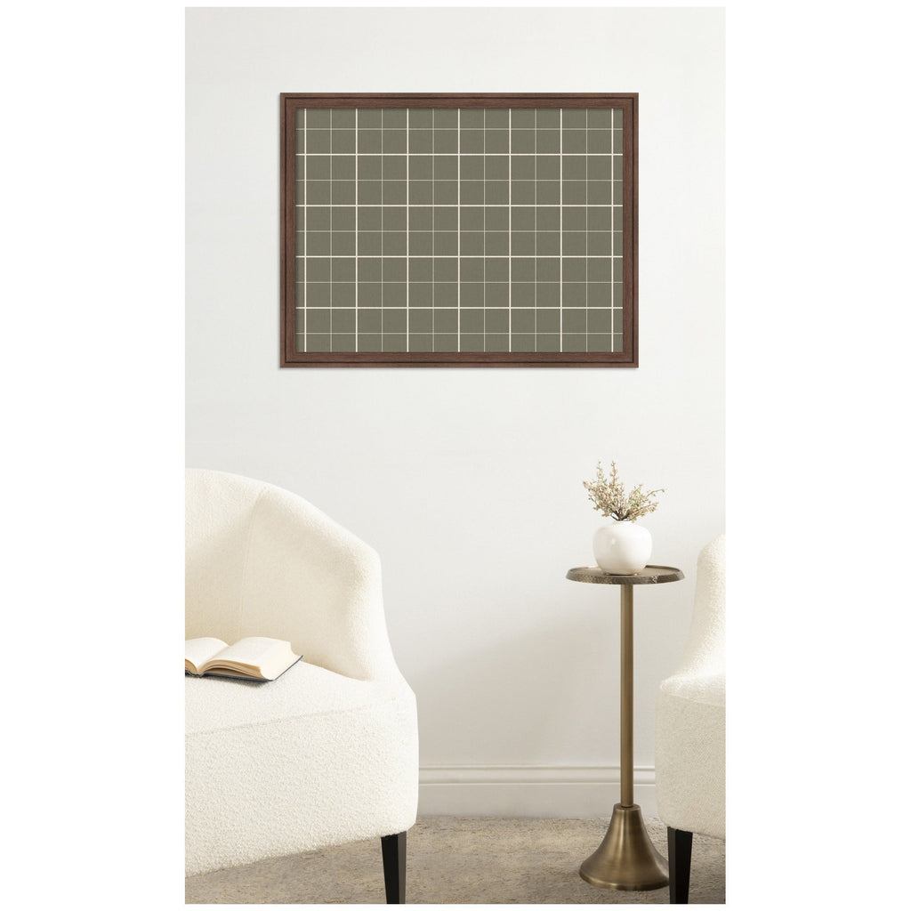 Framed Fabric Pinboard Sage Green Plaid Wall Organization