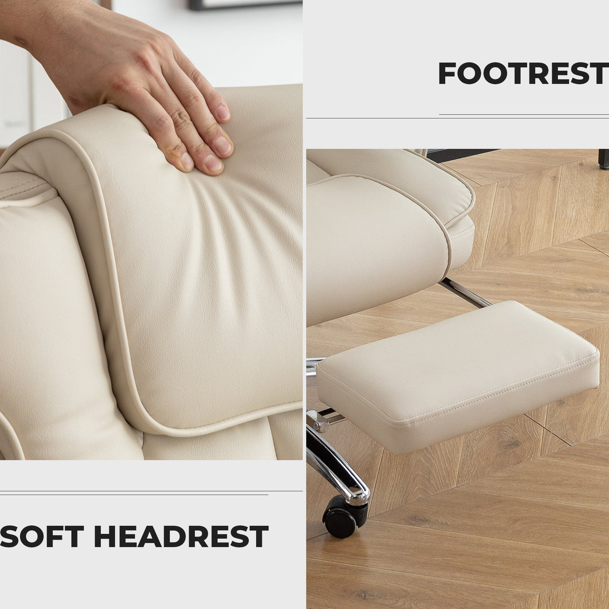 Big & Tall 500-lb Executive Office Chair with Footrest — Beige