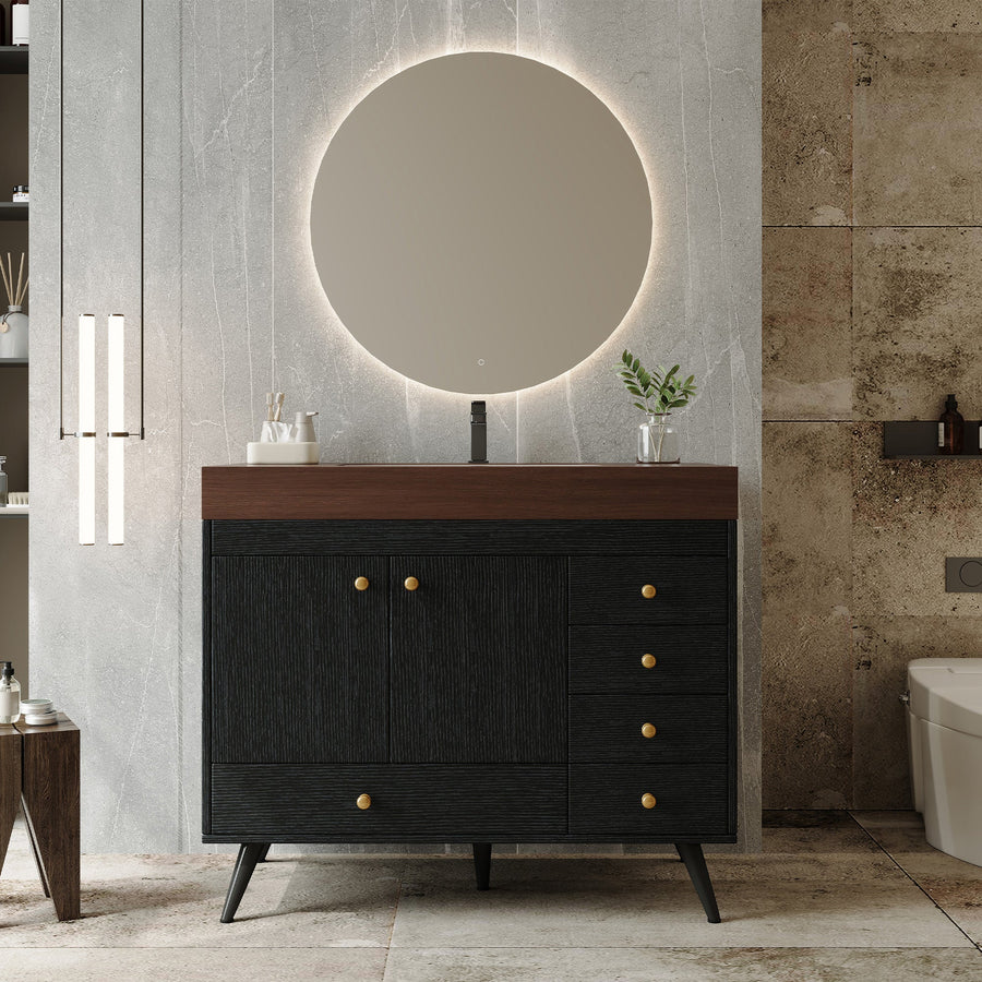 36-Inch Freestanding Bathroom Vanity with Faux-Marble Top