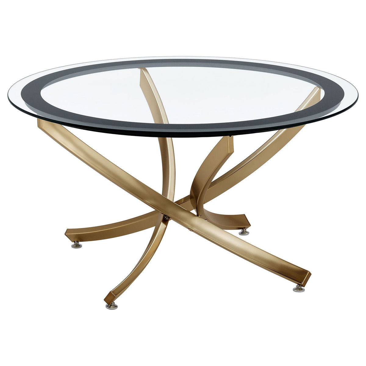 Sculptural Glass Coffee Table — Brass