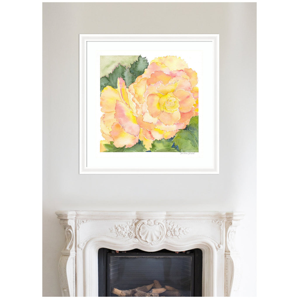 Framed Art Orange Pink Abstract Begonia by Patricia Shaw