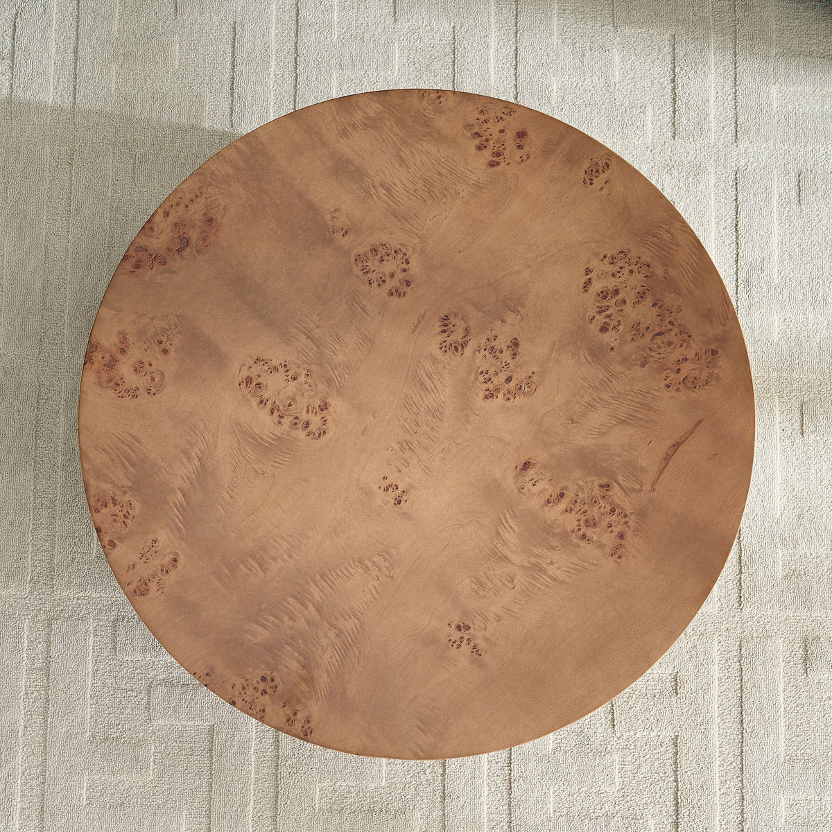 Burl Walnut Pedestal Coffee Table