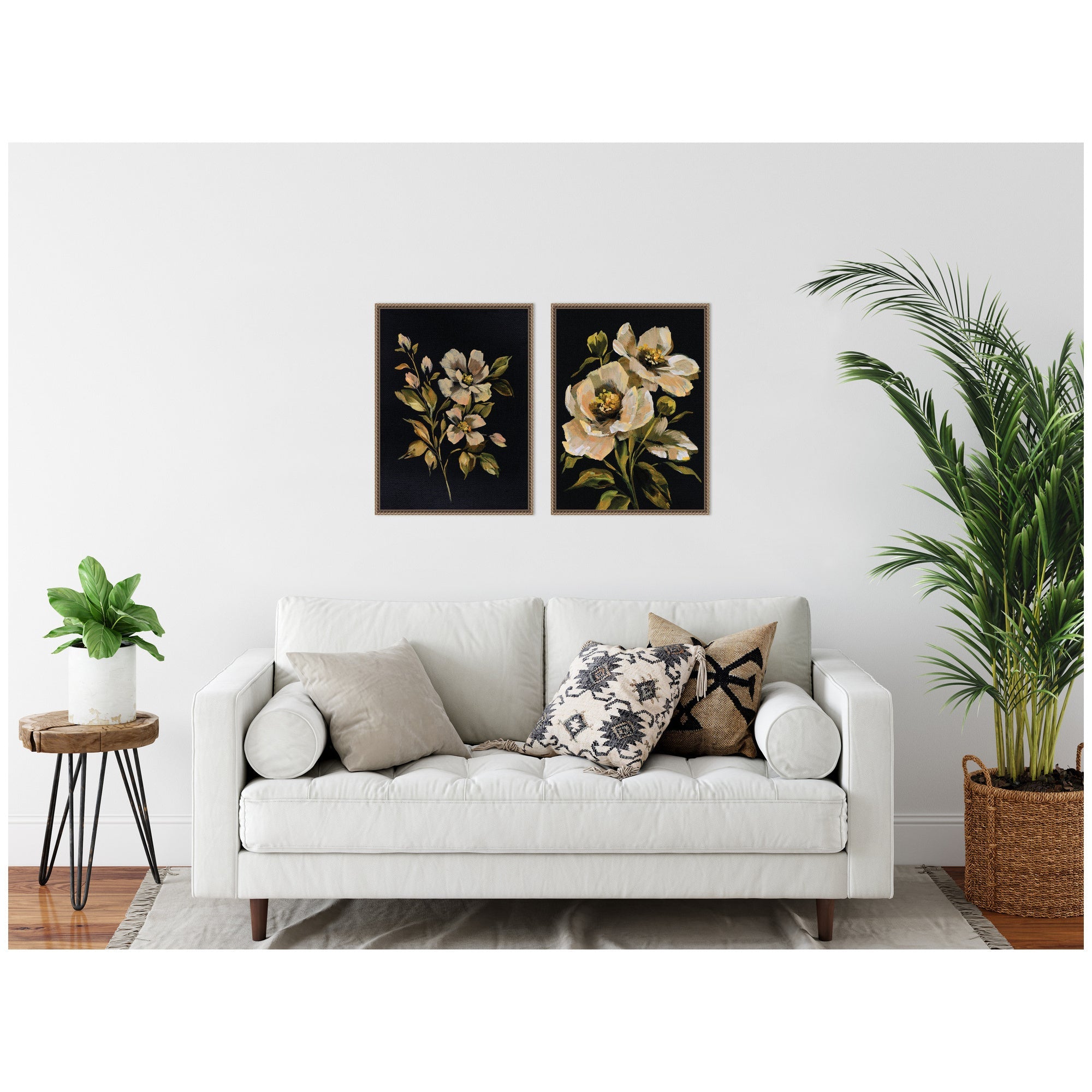 Sylvie Beaded Moody Floral 7 and 8 Framed Canvas Art Set by Annie Quigley