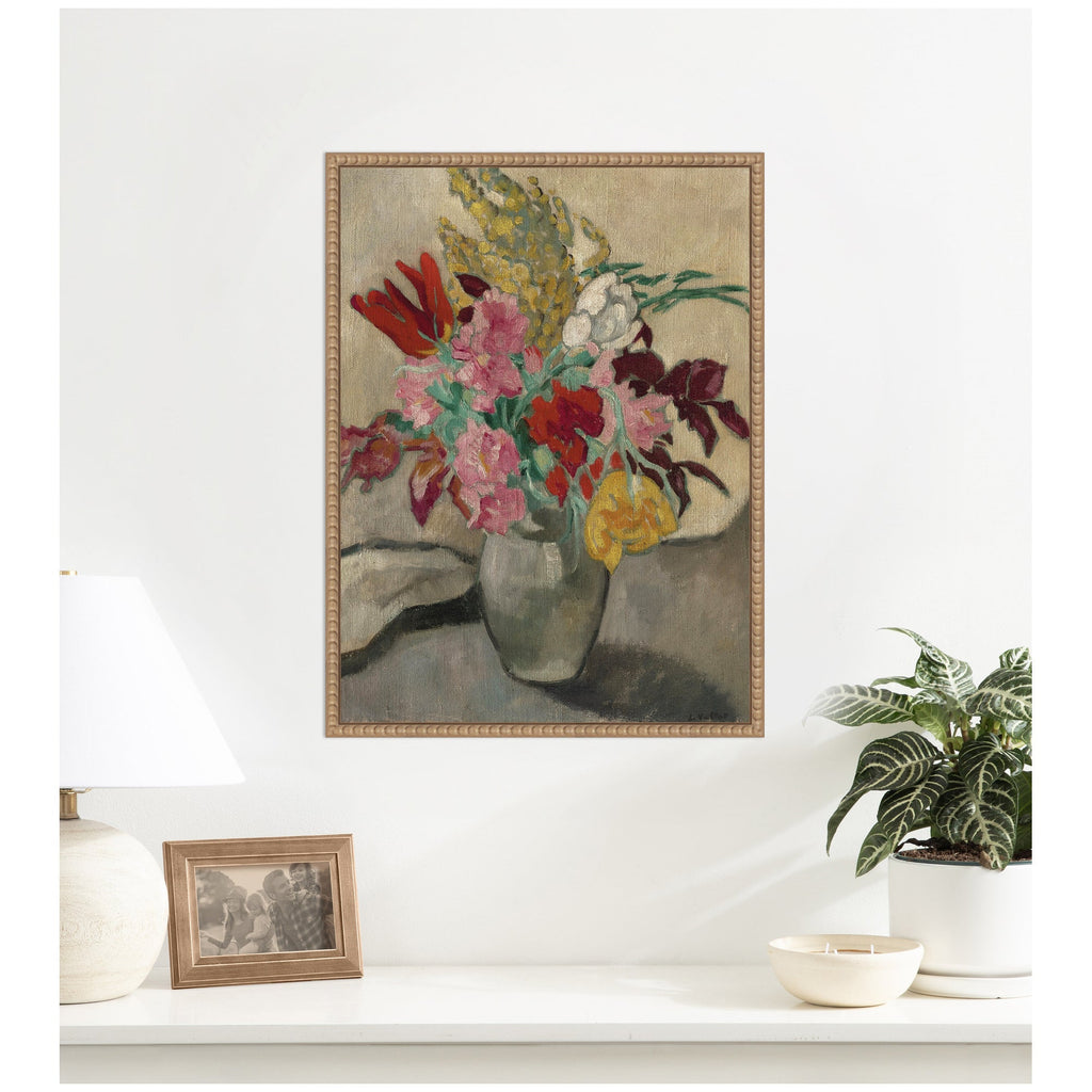 Vase avec bouquet de fleurs by Louis Valtat by Nostalgia Prints Framed Canvas Wall Art Print