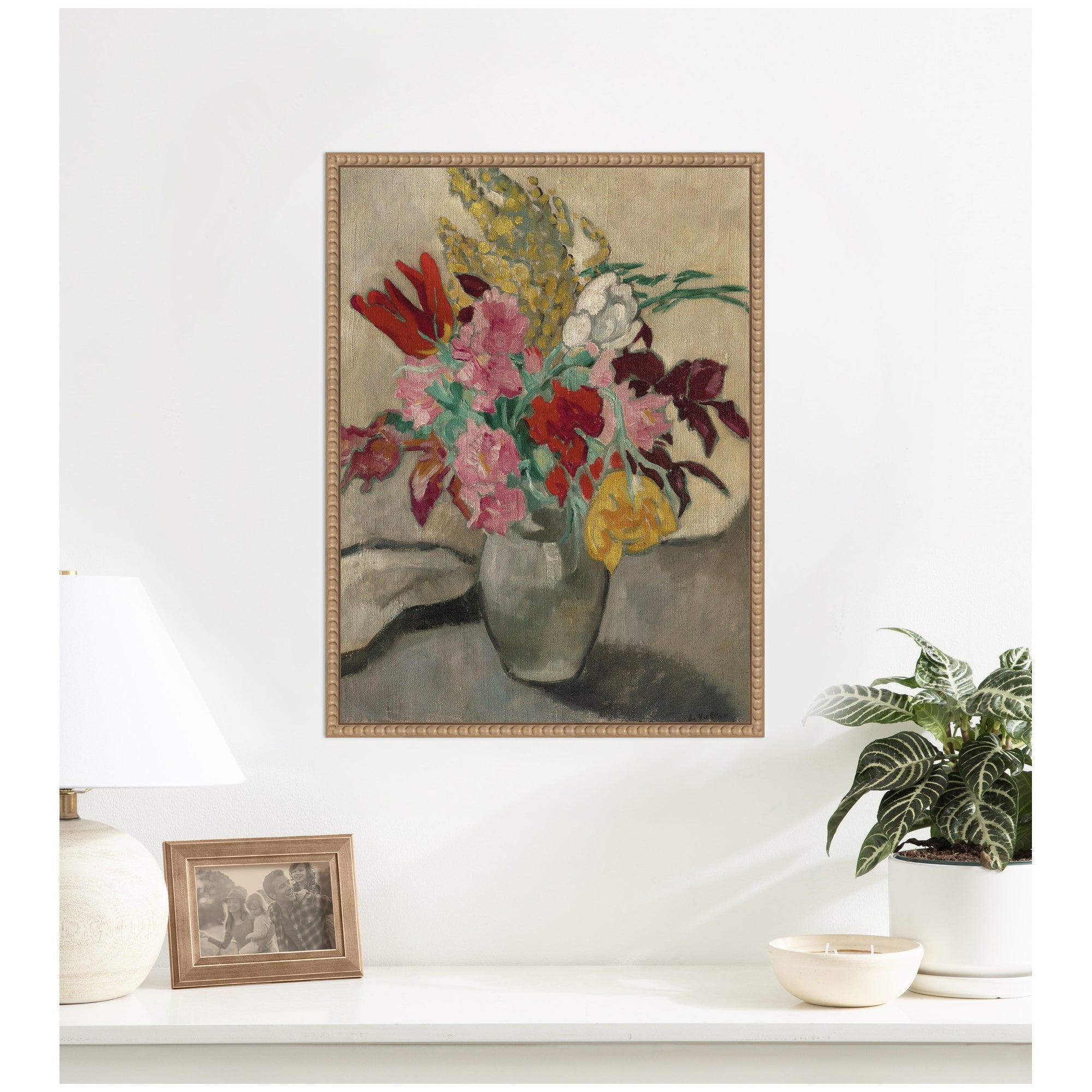 Vase avec bouquet de fleurs by Louis Valtat by Nostalgia Prints Framed Canvas Wall Art Print