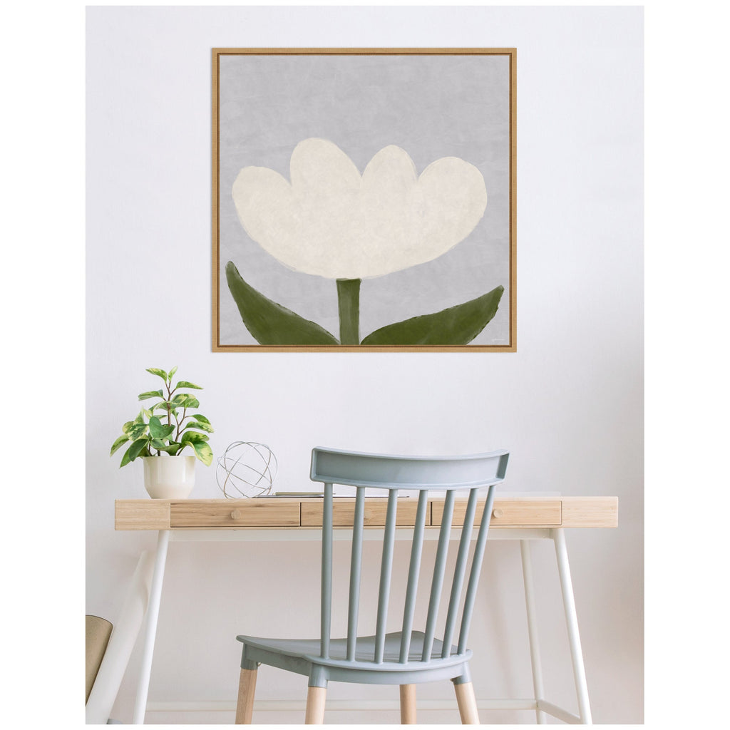 White Tulip by Gabrielly Guedes Framed Canvas Wall Art Print