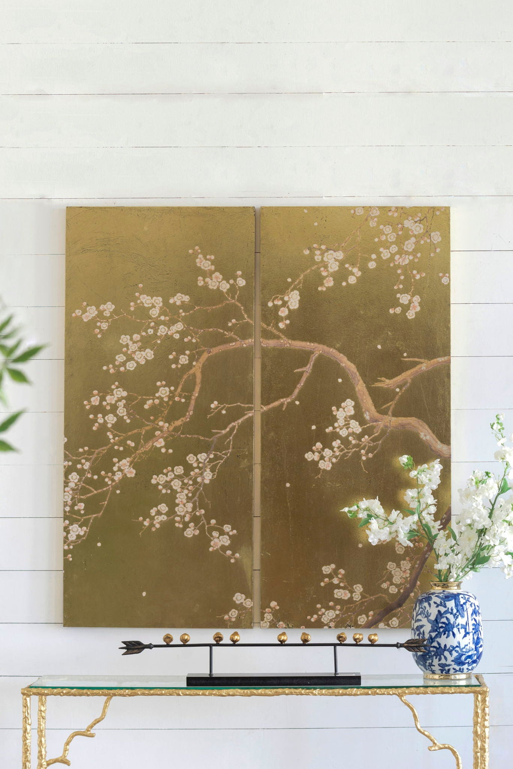 Gold Cherry Blossom Wall Panels — Set of 2