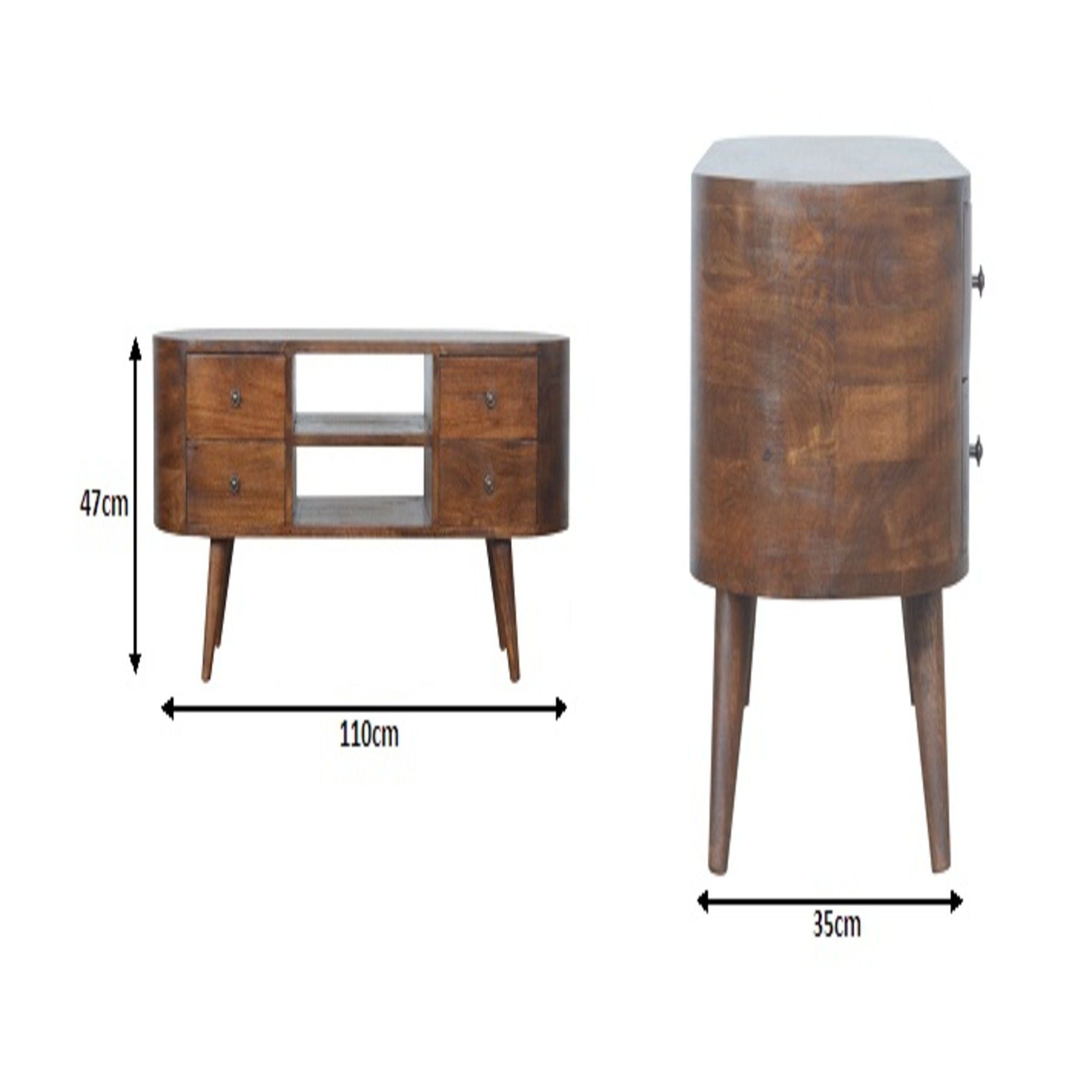 Rounded Mango Wood Media Console