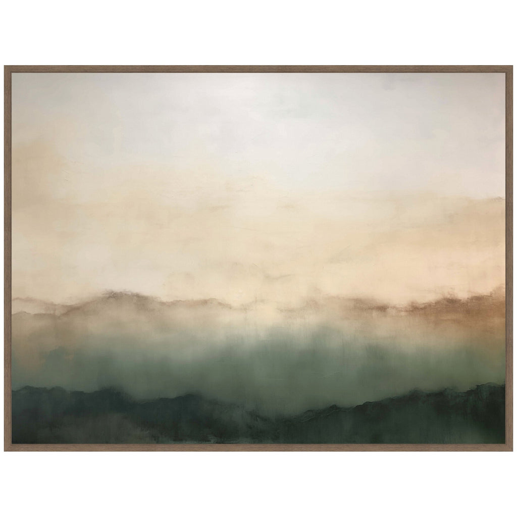 Sylvie Green Mountain Abstract I Horizontal Framed Canvas by Amy Lighthall