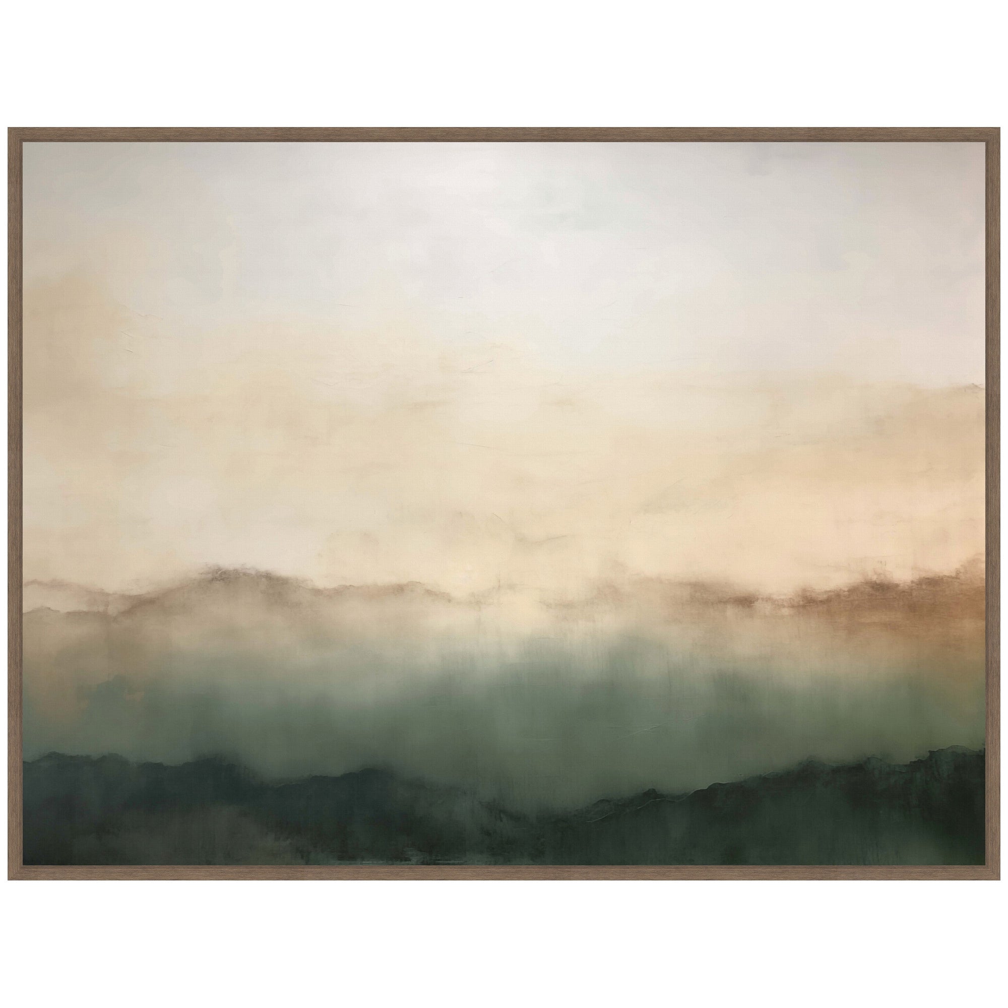 Sylvie Green Mountain Abstract I Horizontal Framed Canvas by Amy Lighthall