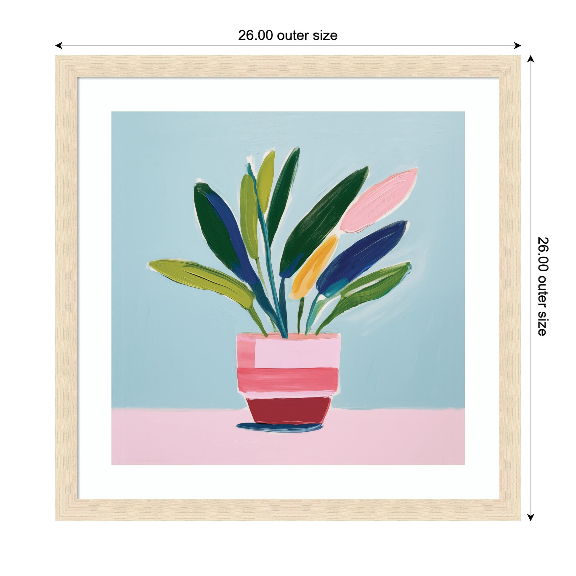 Framed Art Playful Potted Plant Still Life by The Creative Bunch Studio