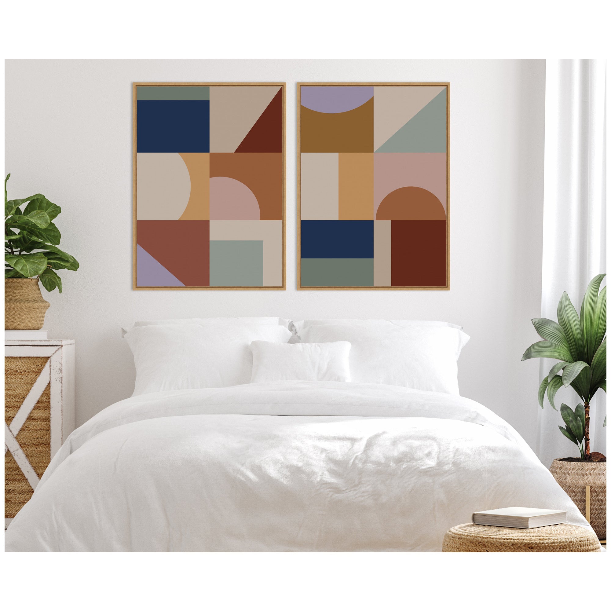Modern Bohemian Pattern 2 Piece Framed Canvas Wall Art Set by The Creative Bunch Studio