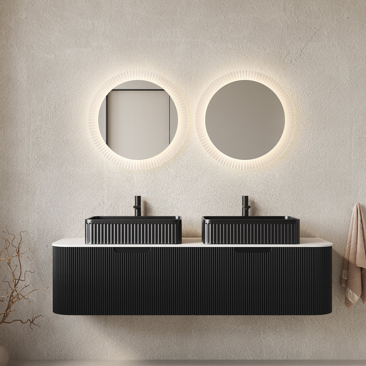 Dina 60-Inch Floating Bathroom Vanity — Dark Walnut