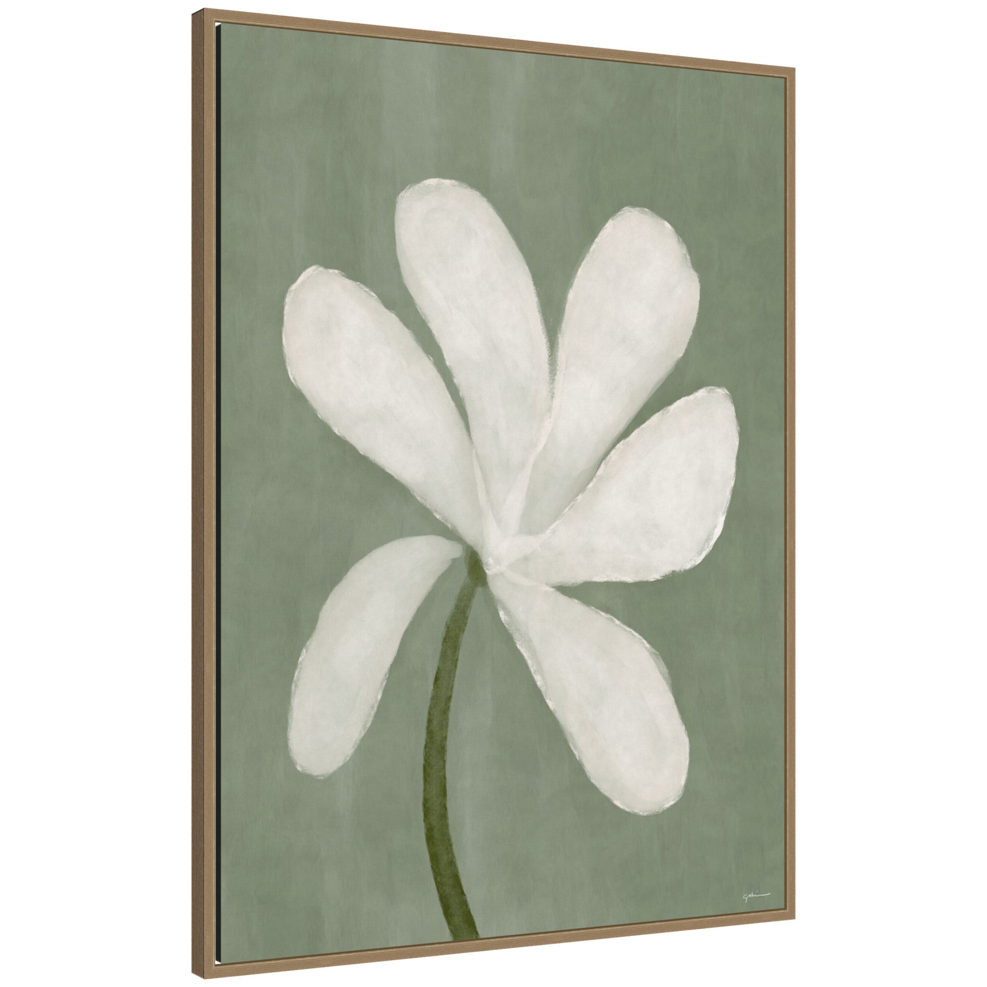 White Floral by Gabrielly Guedes Framed Canvas Wall Art Print