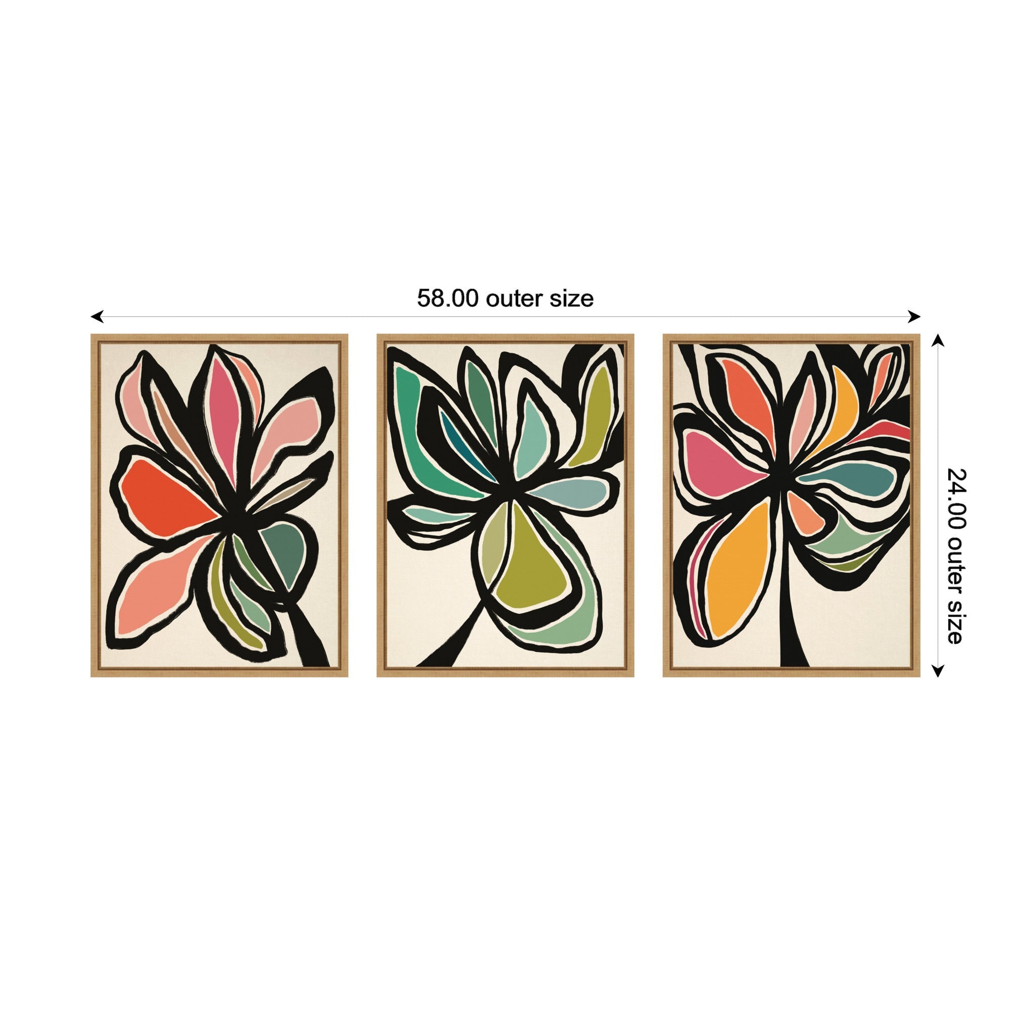 Sylvie Midnight Floral 1, 2 and 3 Framed Canvas Art Set by Alicia Bock