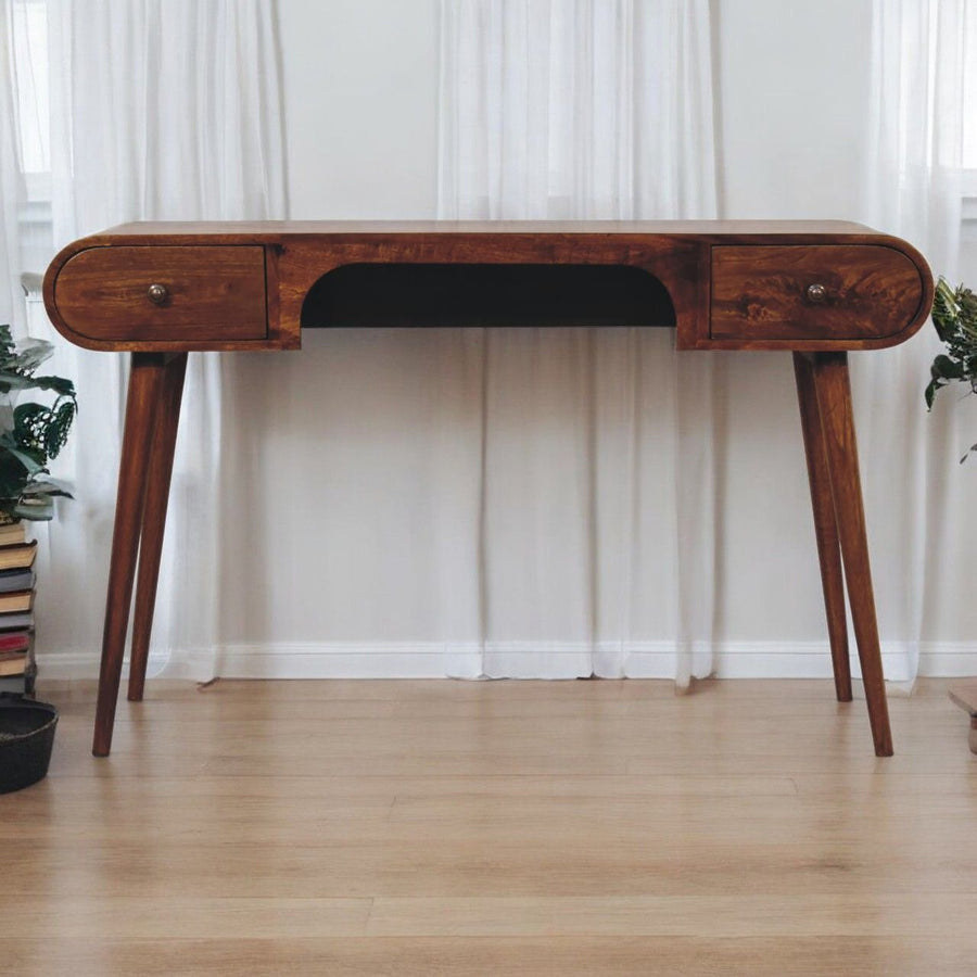 London Solid Mango Writing Desk — Dark Brown