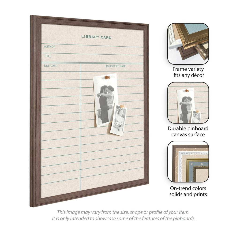 Framed Fabric Pinboard Linen Library Card Wall Organization