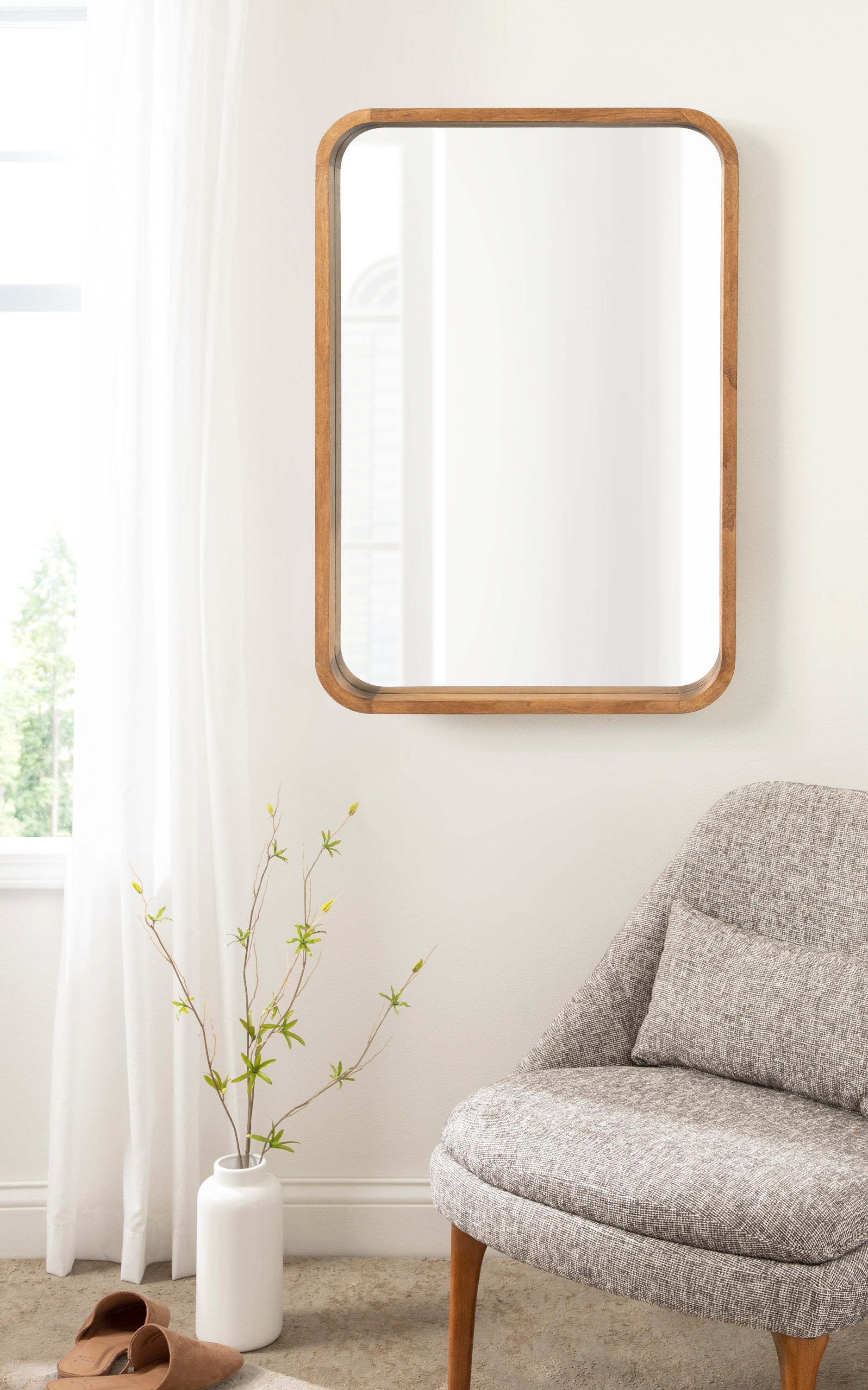 Hutton Wood Framed Radius Rectangle Mirror