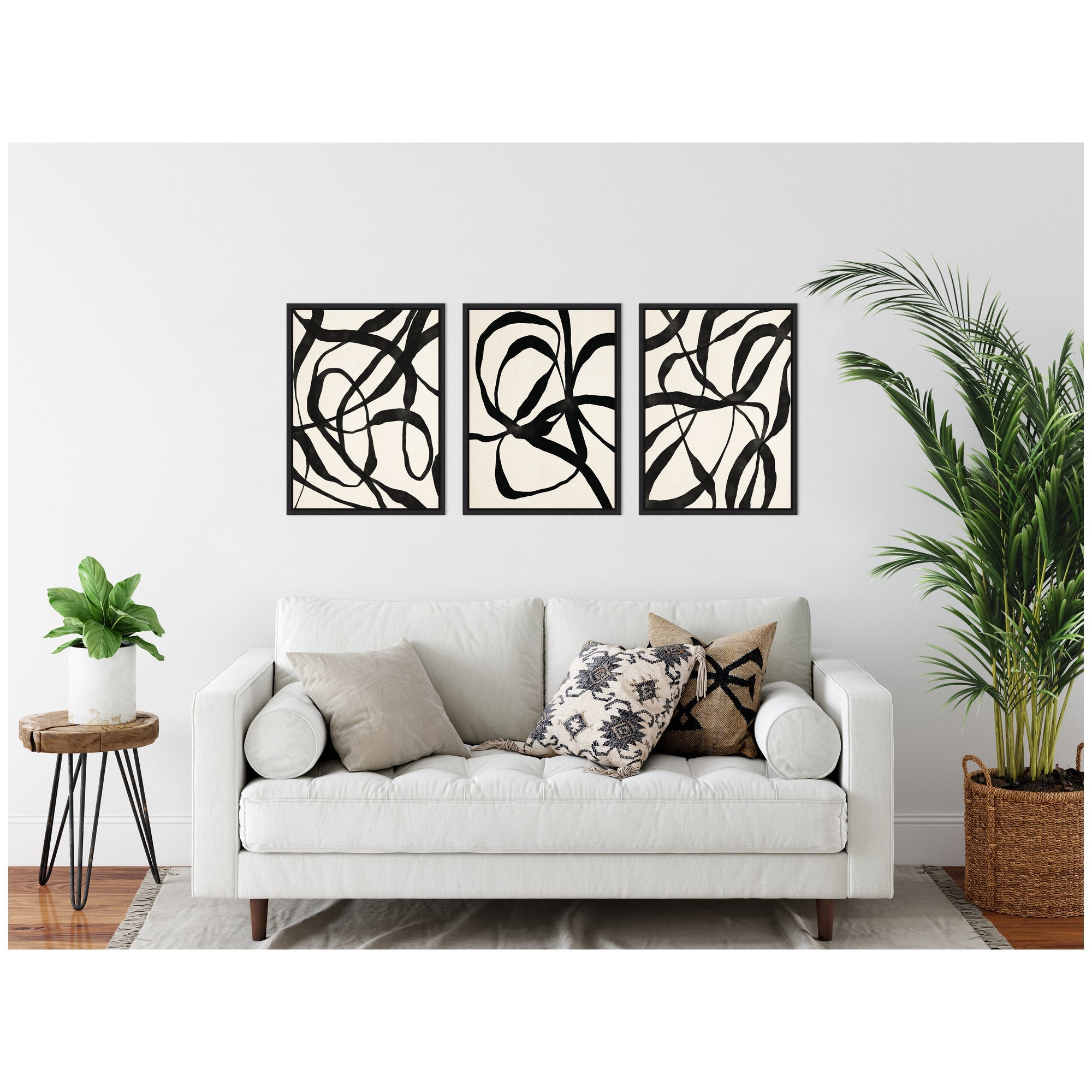 Sylvie Black Twist 1,3 and 4 Framed Canvas Art Set by Alicia Bock