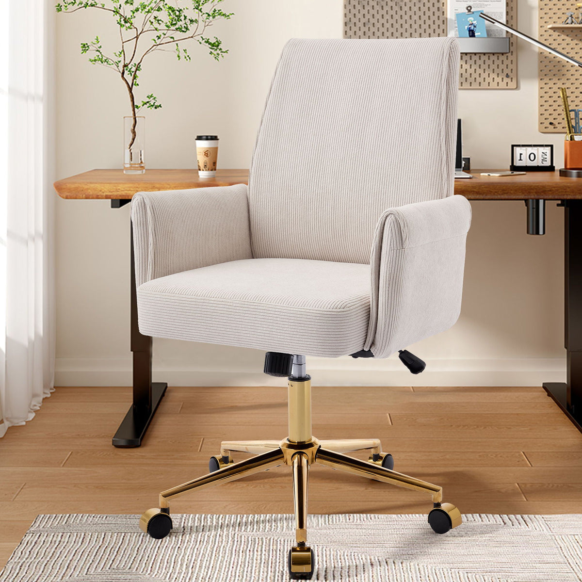 Ergonomic Mid-Back Office Chair — Gold Base