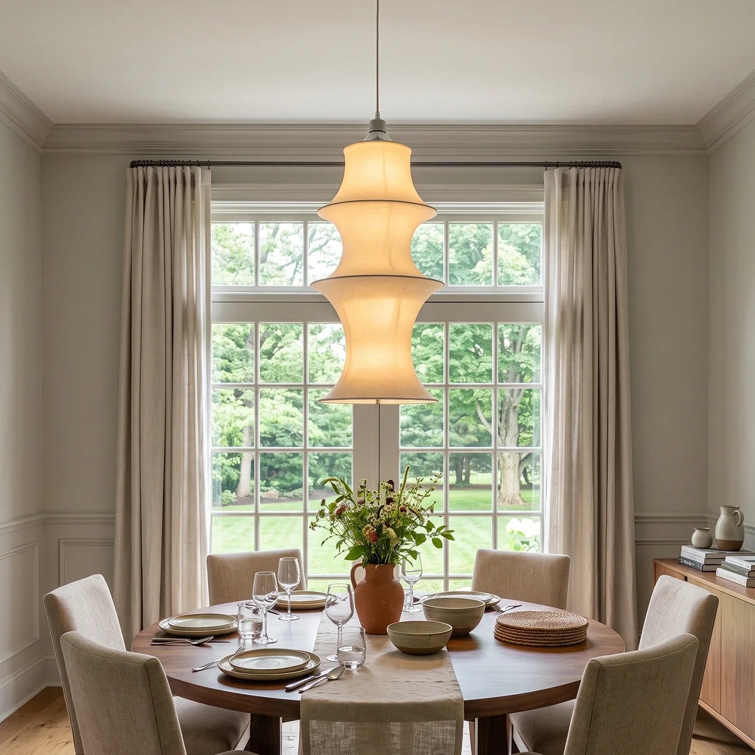 Sculptural Fabric Pendant Light