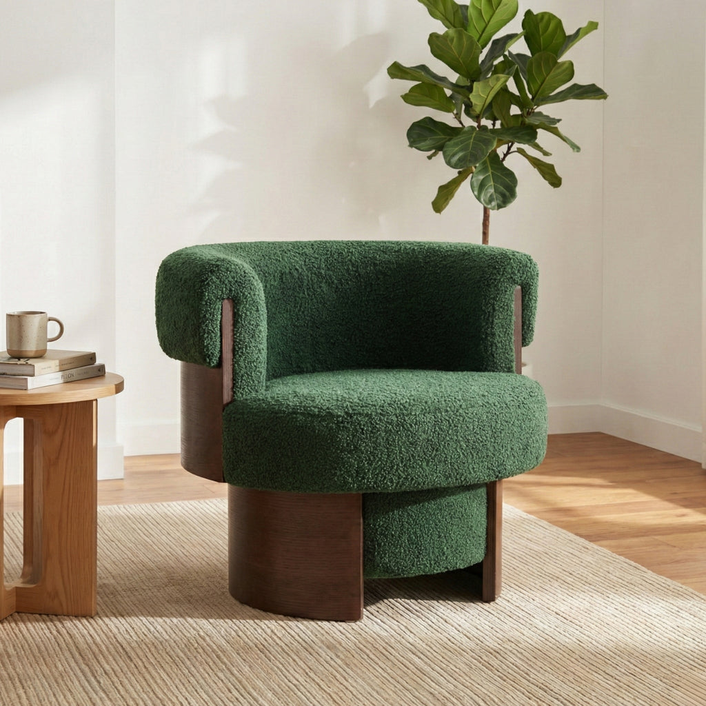 Curved Sculptural Swivel Barrel Chair