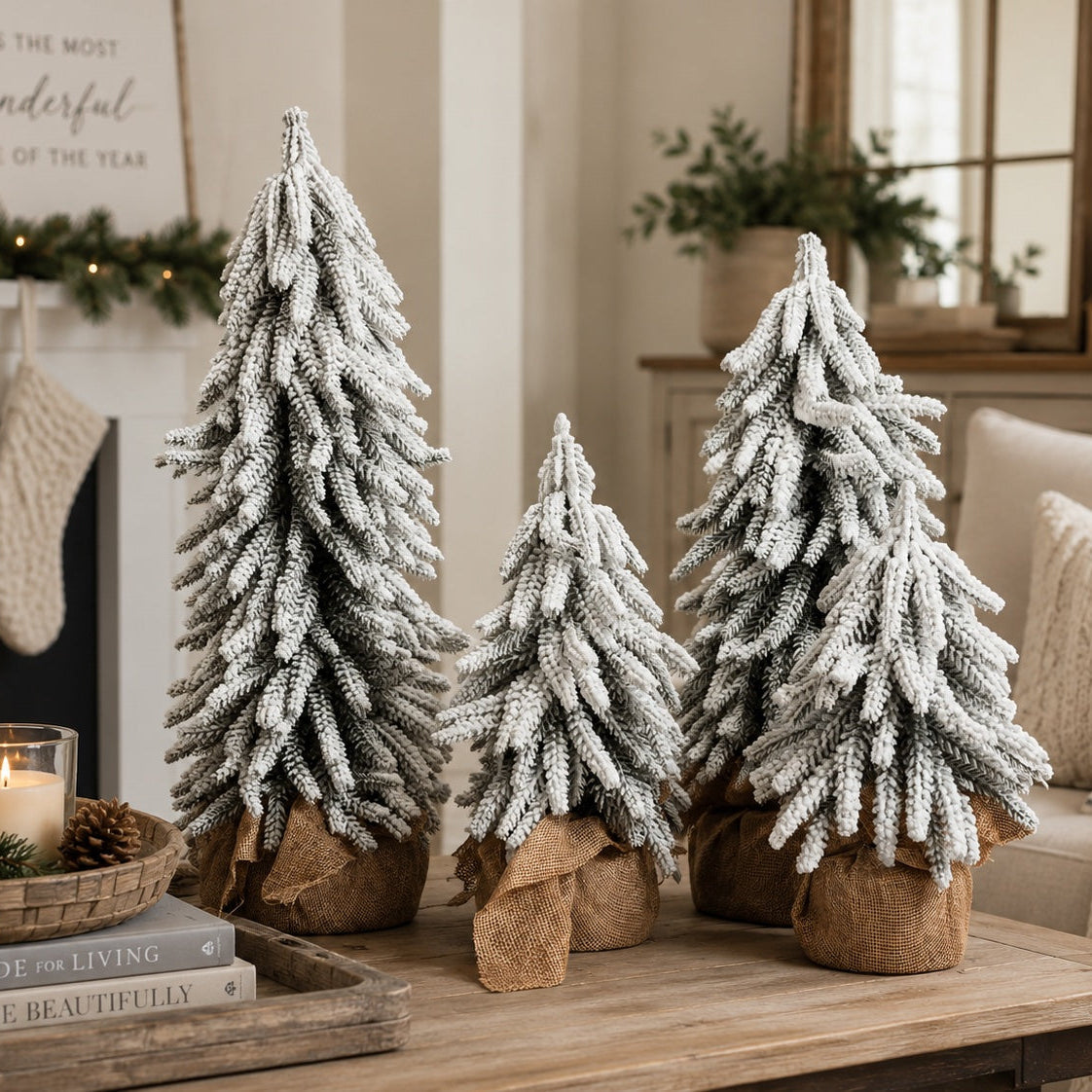 Flocked Mini Christmas Trees