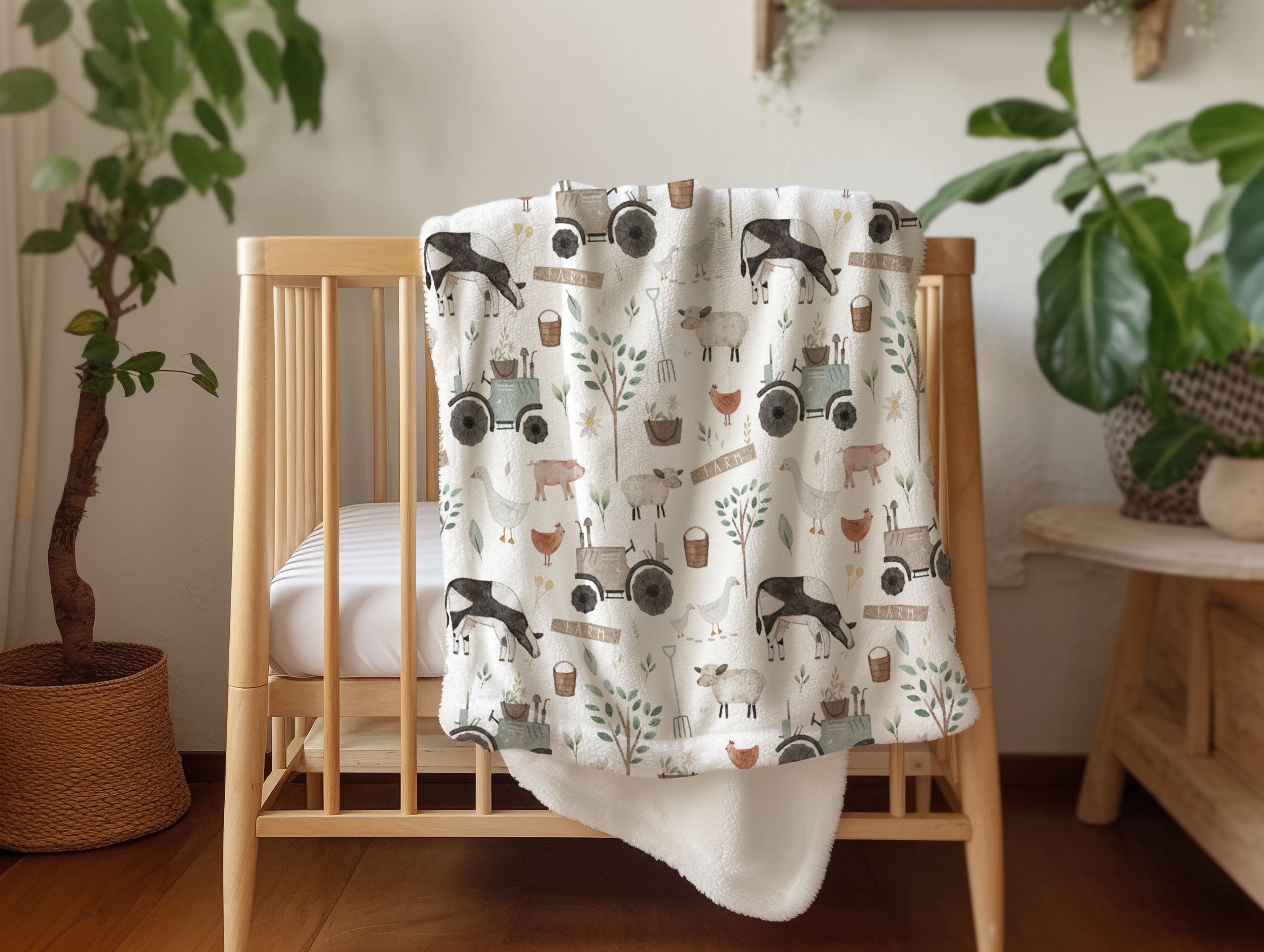 Baby Animals Pastel colors - Vintage Baby Blanket