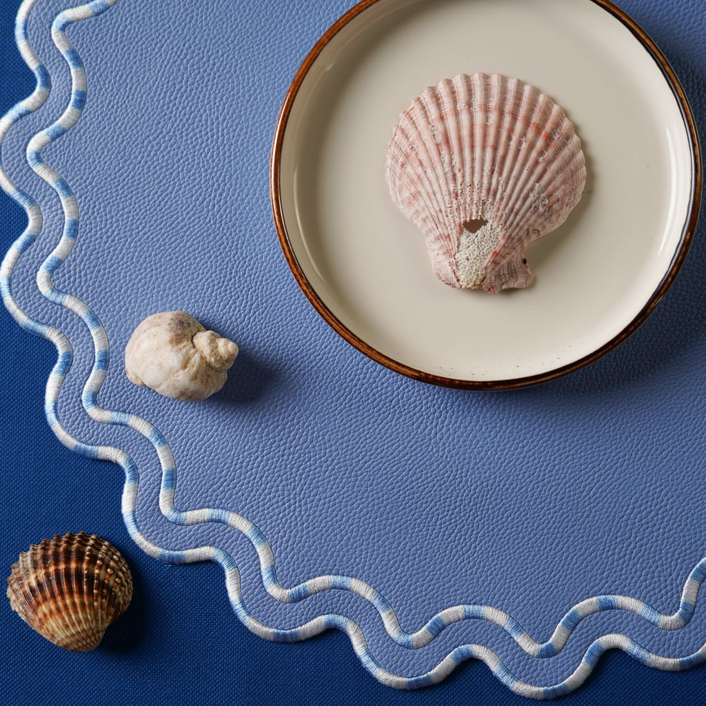 ELYSIAN LIGHT BLUE FAUX LEATHER PLACEMAT (Set Of 4)