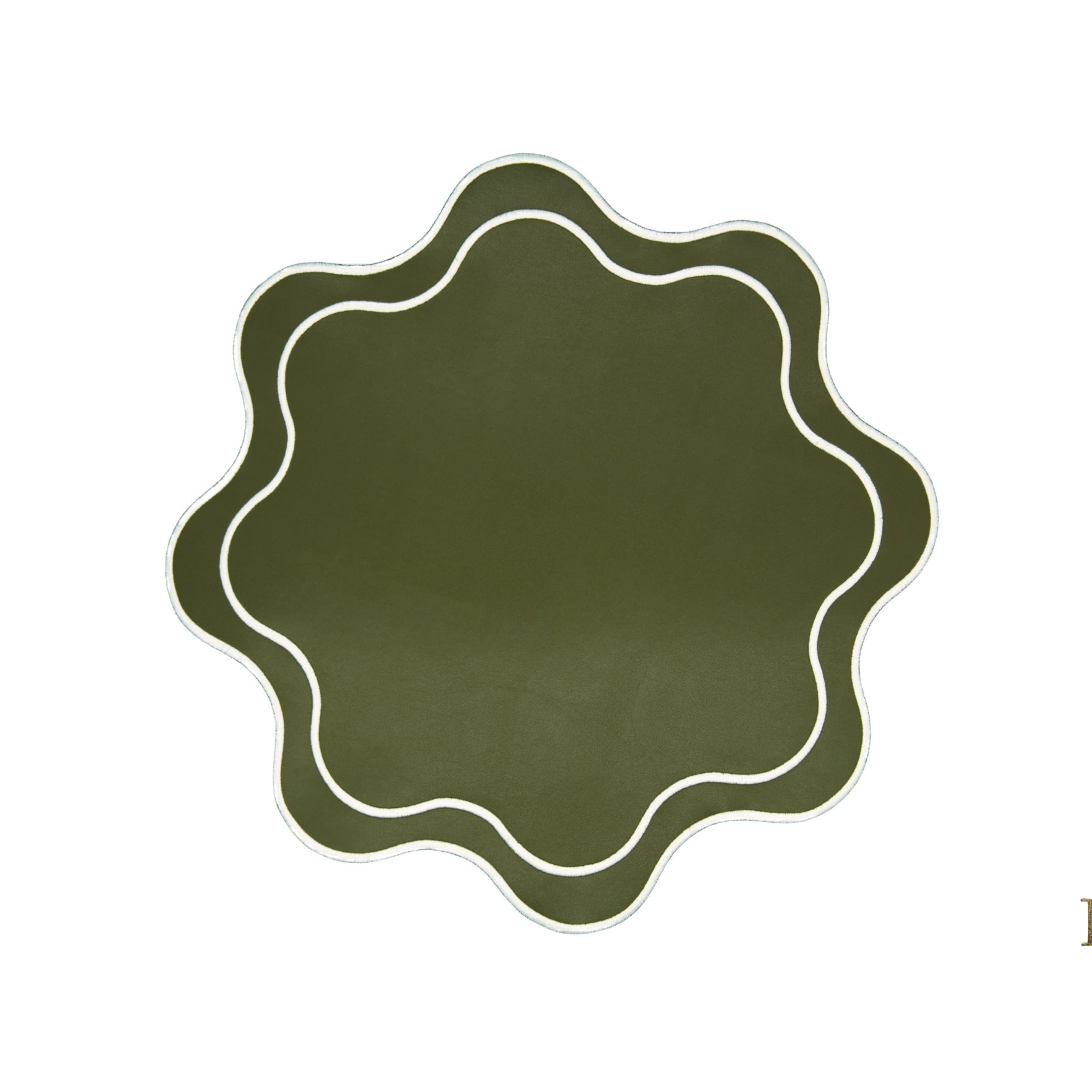 HAVEN DARK GREEN WAVY EDGE FAUX LEATHER PLACEMAT (Set Of 4)