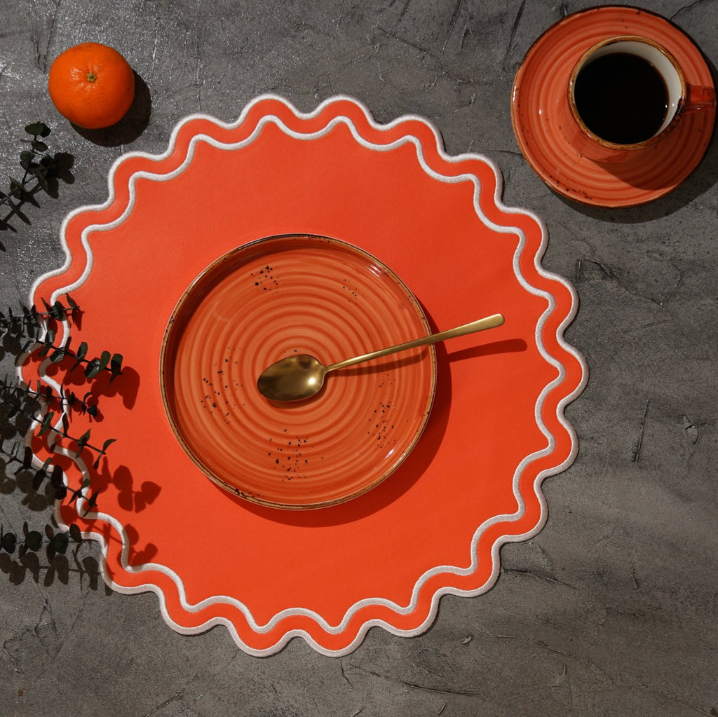 SOLACE ORANGE FAUX LEATHER PLACEMAT (Set Of 4)