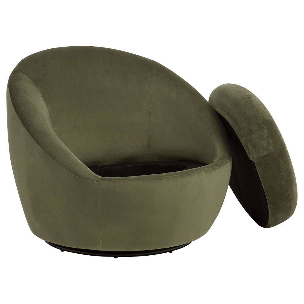 Sculptural Velvet Swivel Accent Chair — Olive