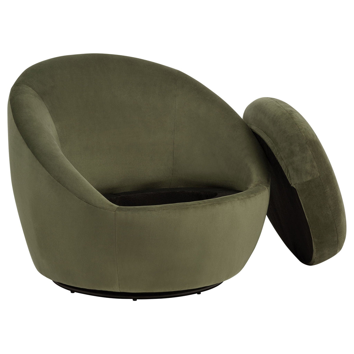 Sculptural Velvet Swivel Accent Chair — Olive