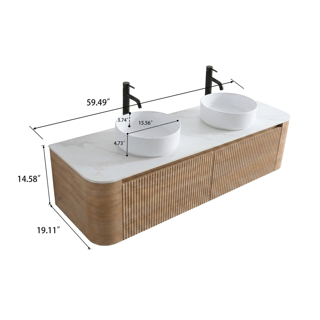 Erba 60-Inch Bathroom Vanity — Honey