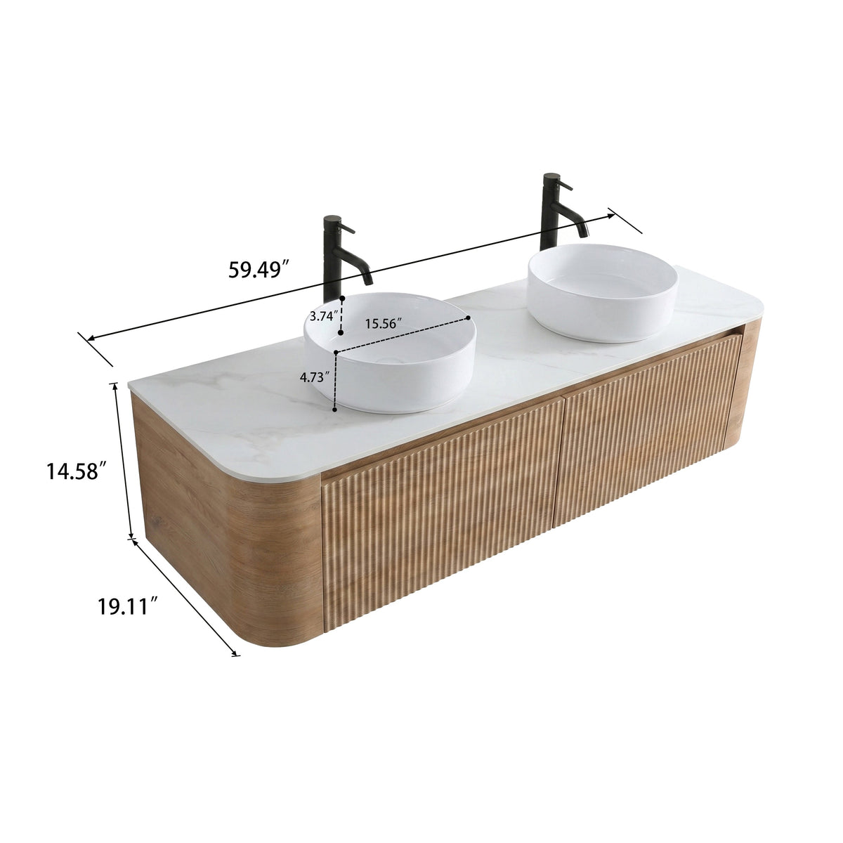 Erba 60-Inch Bathroom Vanity — Honey