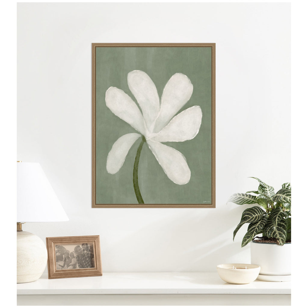 White Floral by Gabrielly Guedes Framed Canvas Wall Art Print