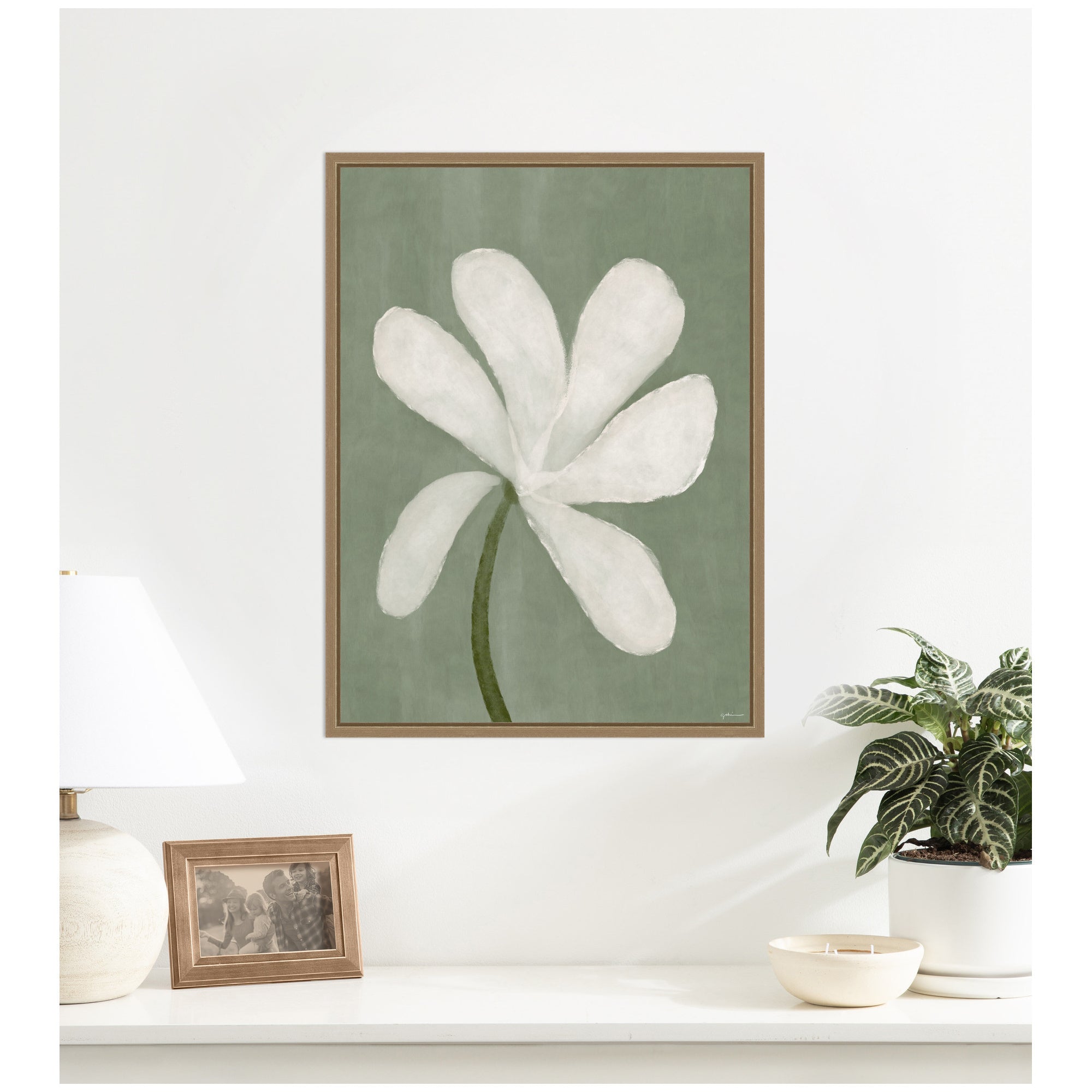 White Floral by Gabrielly Guedes Framed Canvas Wall Art Print