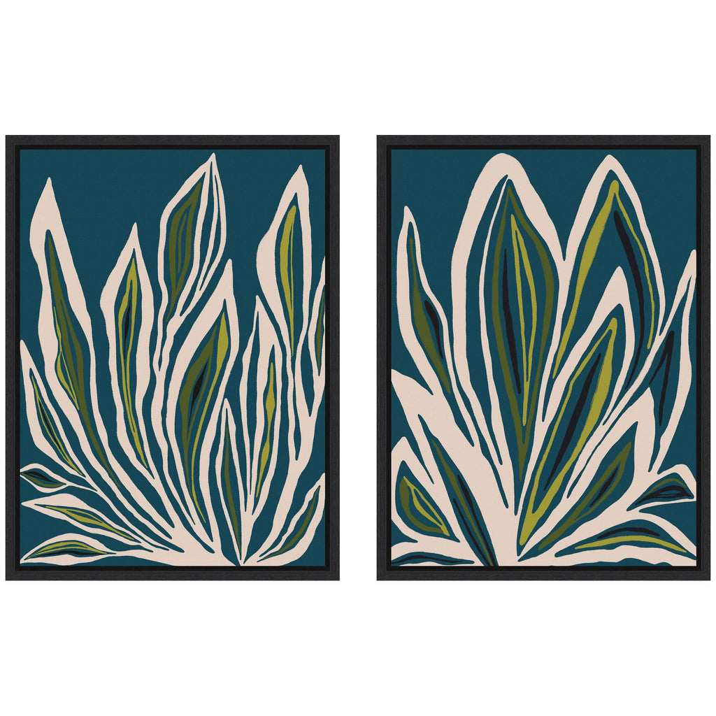 Sylvie Blue Flora 1 and 2 Framed Canvas Art Set by Alicia Bock