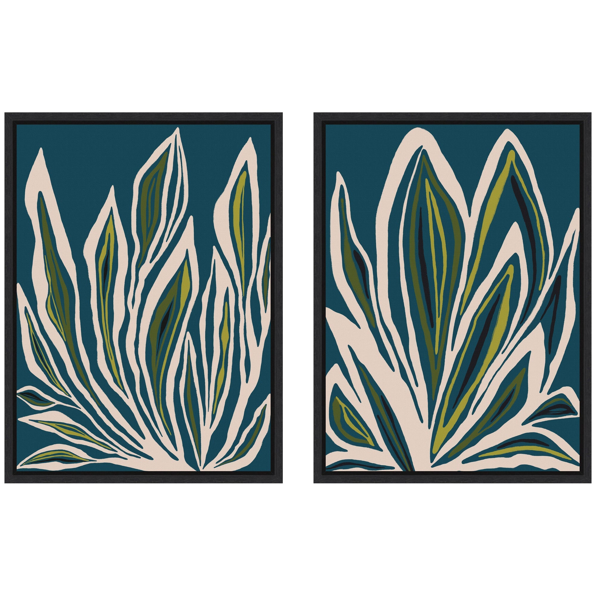 Sylvie Blue Flora 1 and 2 Framed Canvas Art Set by Alicia Bock