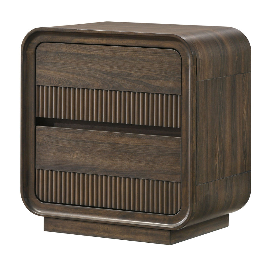 Flair Rounded Two-Drawer Nightstand — Brown