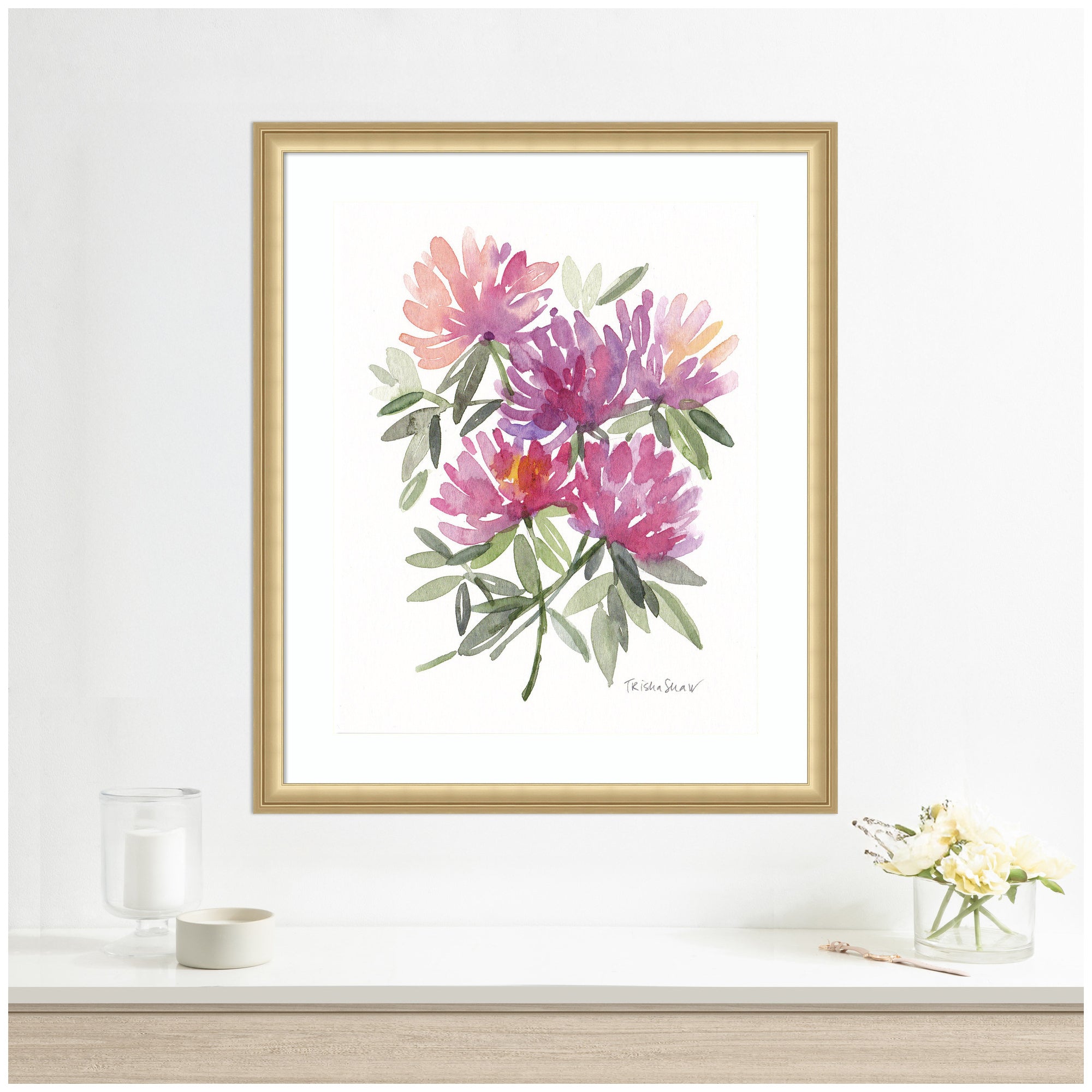Framed Art Abstract Watercolor Pink Floral by Patricia Shaw