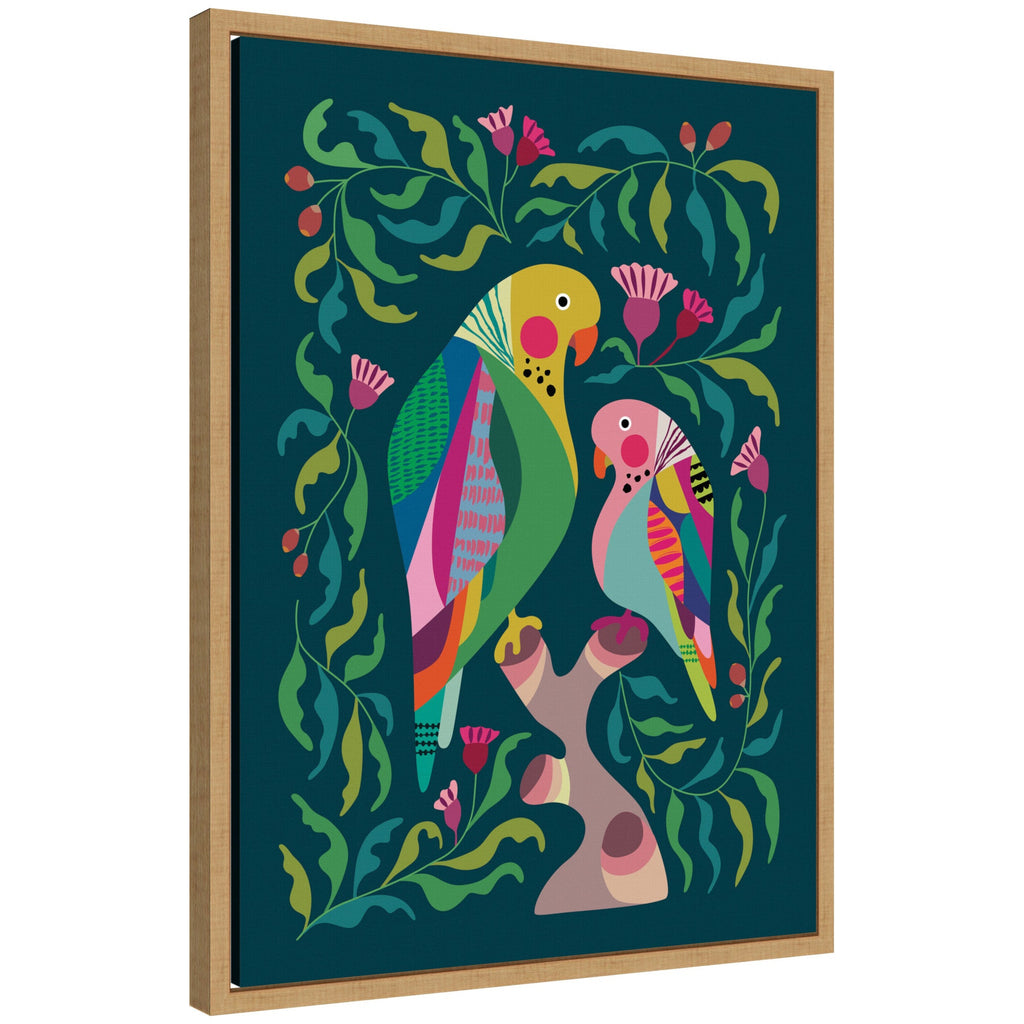 Budgies Framed Canvas Art